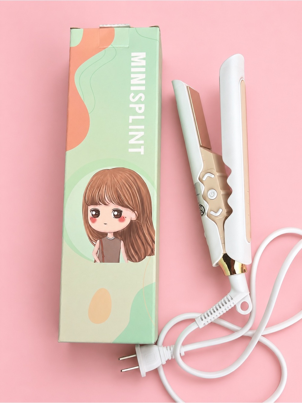 Mini Splint White and Gold Mini Hair Straightener